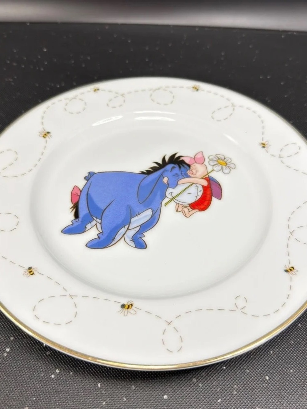 Eeyore & Piglet Decorative White Porcelain Plate with Gold Trim
